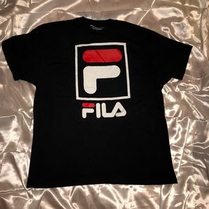 Fila Black Stacked Logo Printed T-Shirt